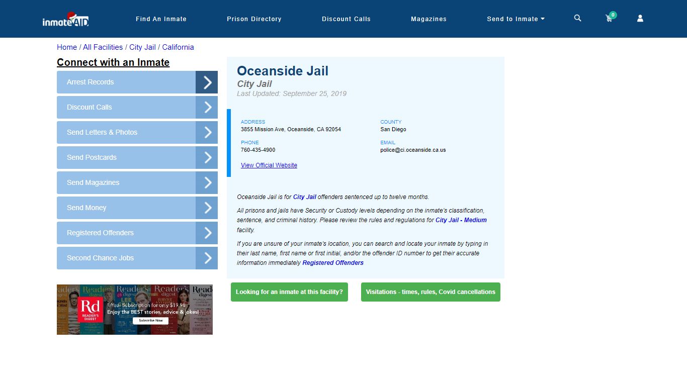 Oceanside Jail | Inmate Locator