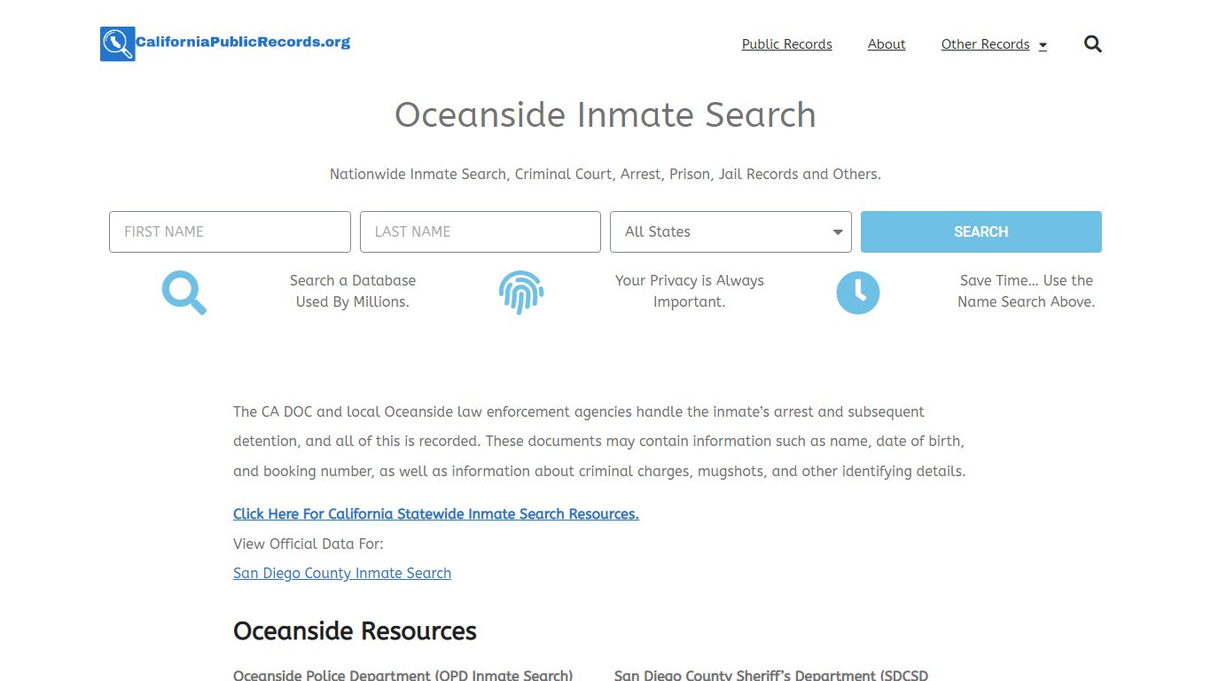 Oceanside Inmate Search - Current & Past OPD CA Jail Records
