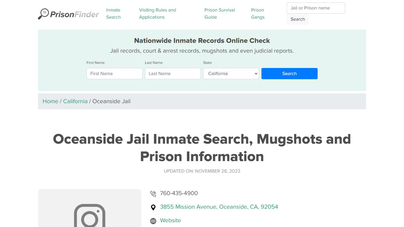 Oceanside Jail Inmate Search, Mugshots and Prison Information